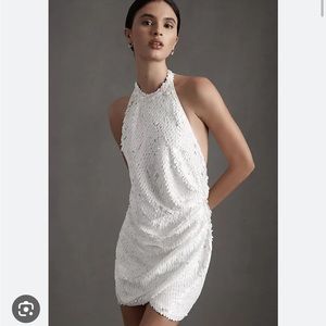 Ronny Kobo White Sequin Virt Dress